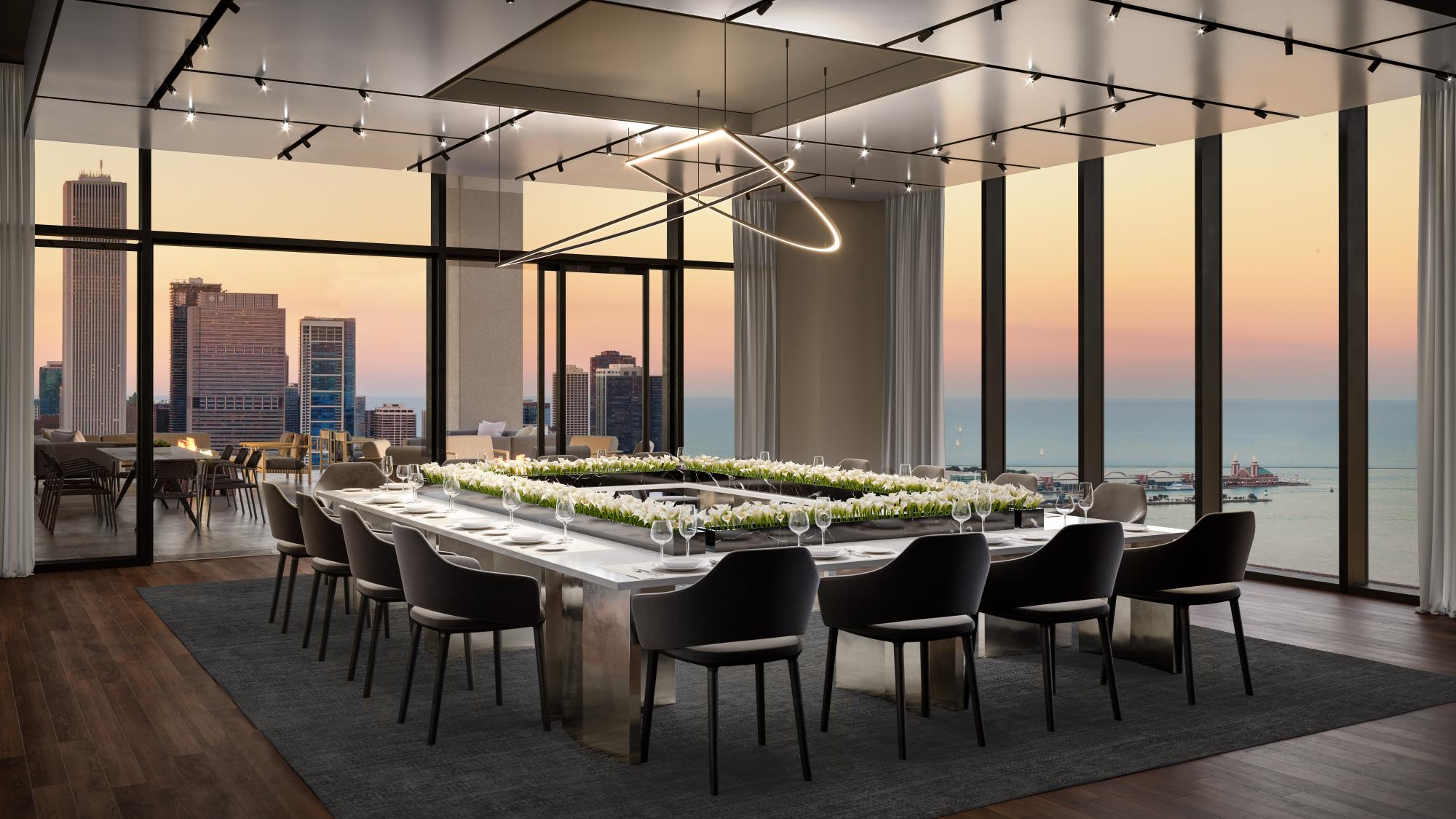 The Chicago Room ballroom, with spectacular lake and park views, opens onto the Skyline Terrace.