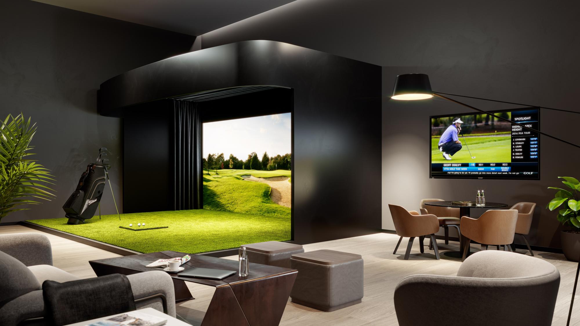 The Downtown Chicago rentals provide renters with a state-of-the-art Golf Sim.